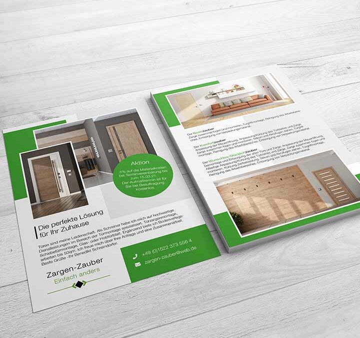 Flyer Design – Zargen Zauber Handwerksbetrieb