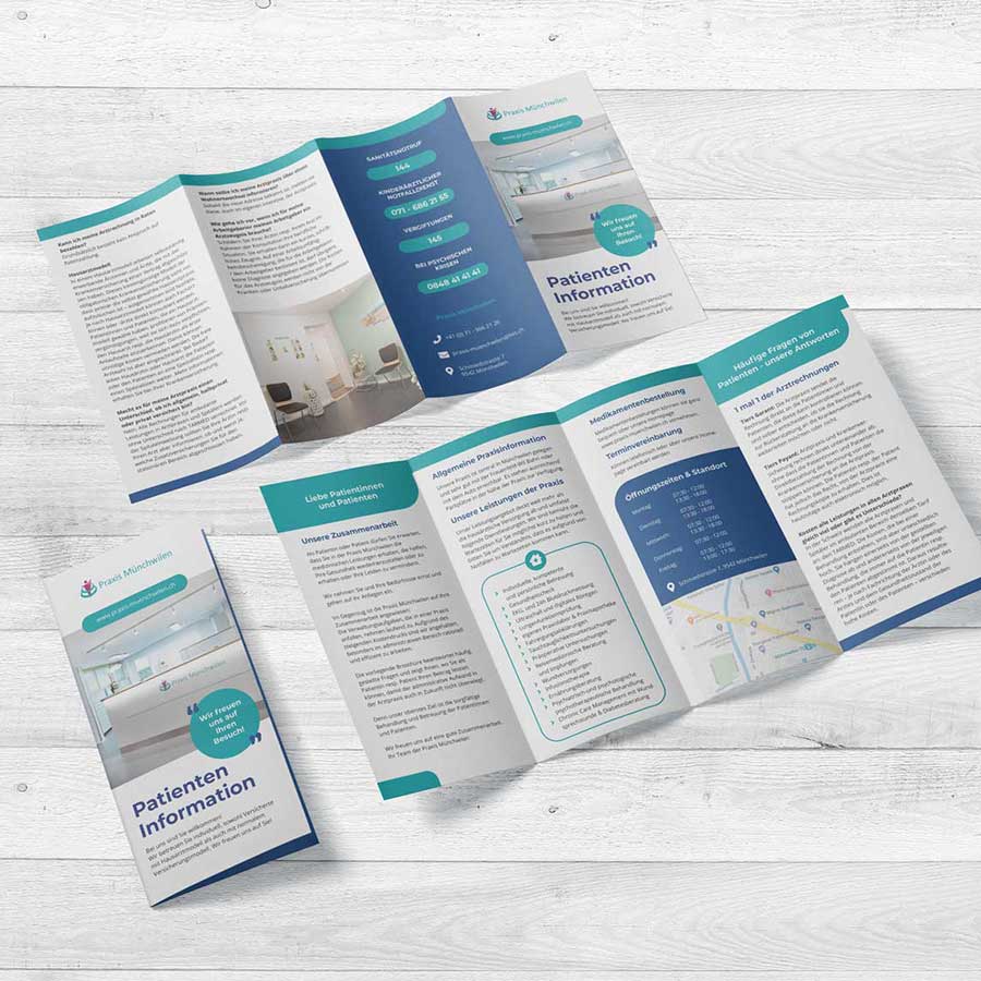 Flyer Design DIN lang – Allgemeinarzt Praxis Münchwilen
